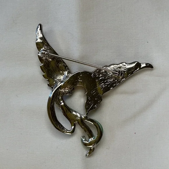 Silver Tone And Enamel Bird Brooch - Picture 2 of 2